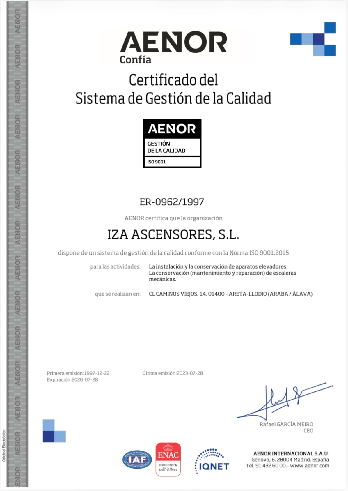 Certificado de gestión ambiental